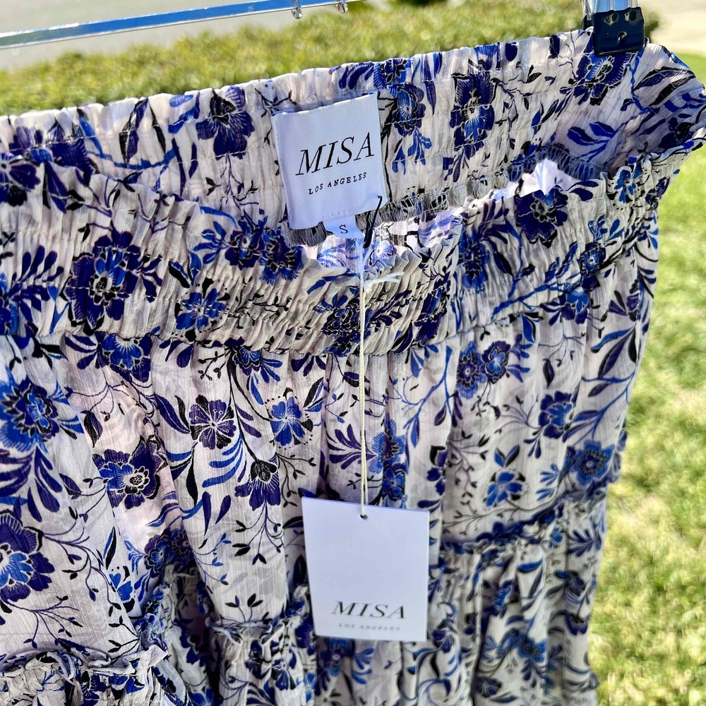Misa Marion Skirt NWT Cerulean Floral Blue Ruffled Mini Womens Size Small - Picture 7 of 7